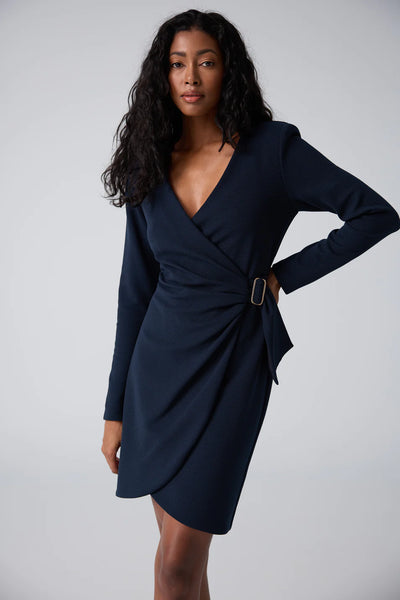Faut Wrapped Dress with Buckle at Front - Navy