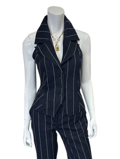 Navy Pinstripe Vest