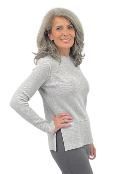 Long Sleeve Chunky Ribbed Sweater in Smoke