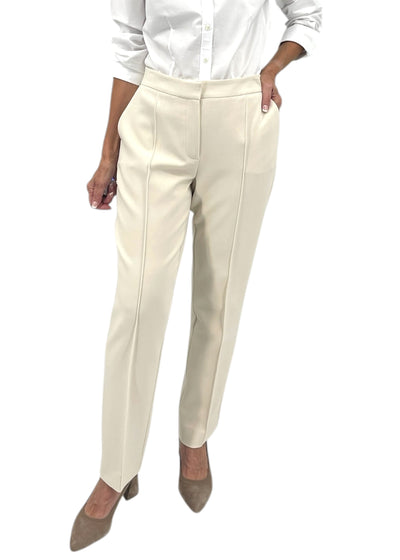 Straight Leg Pintuck Trouser in Bone