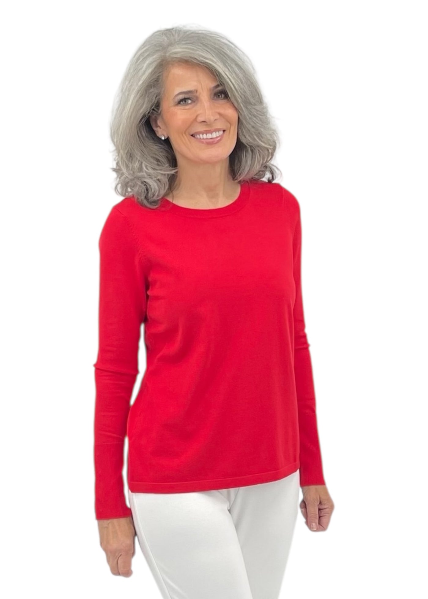 Jewel Neck Top in Lipstick