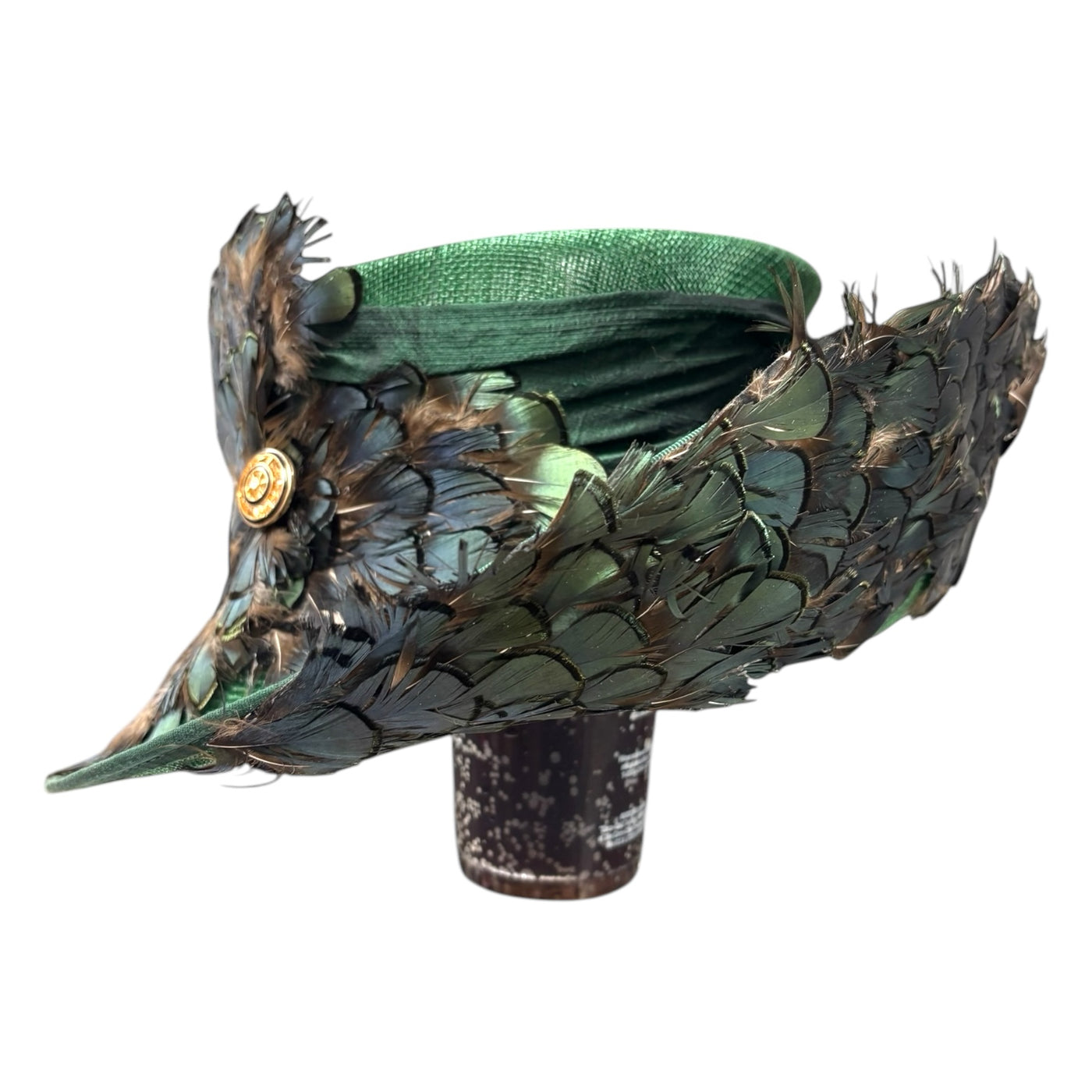 Bottle Green Side Brim Sinamay Straw