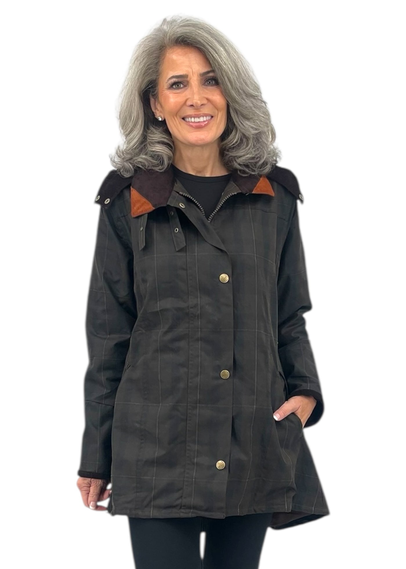 Louise Wax Raincoat in Deluxe Check