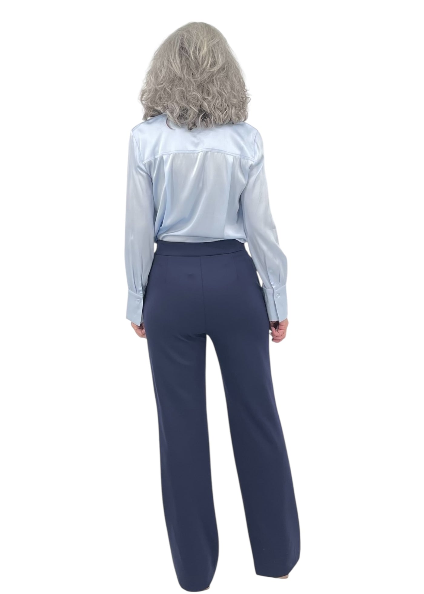Wide Leg Pintuck Pant in Dusk Navy