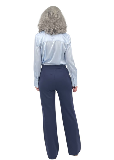 Wide Leg Pintuck Pant in Dusk Navy