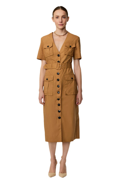 Finn Button Front Safari Midi Dress in Medallion