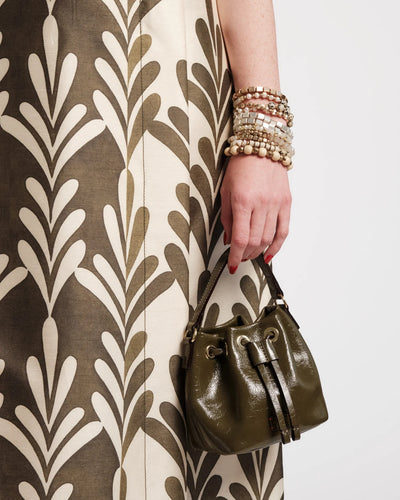 Carlyle Maxi Dress in Royal Palm Oyster/Olive