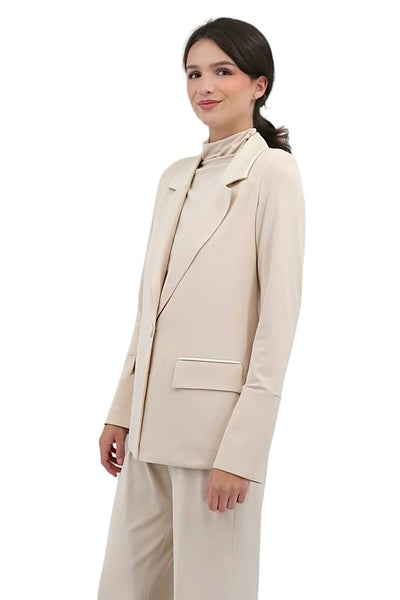 Jacket With Vegan Leather Collar in Champagne