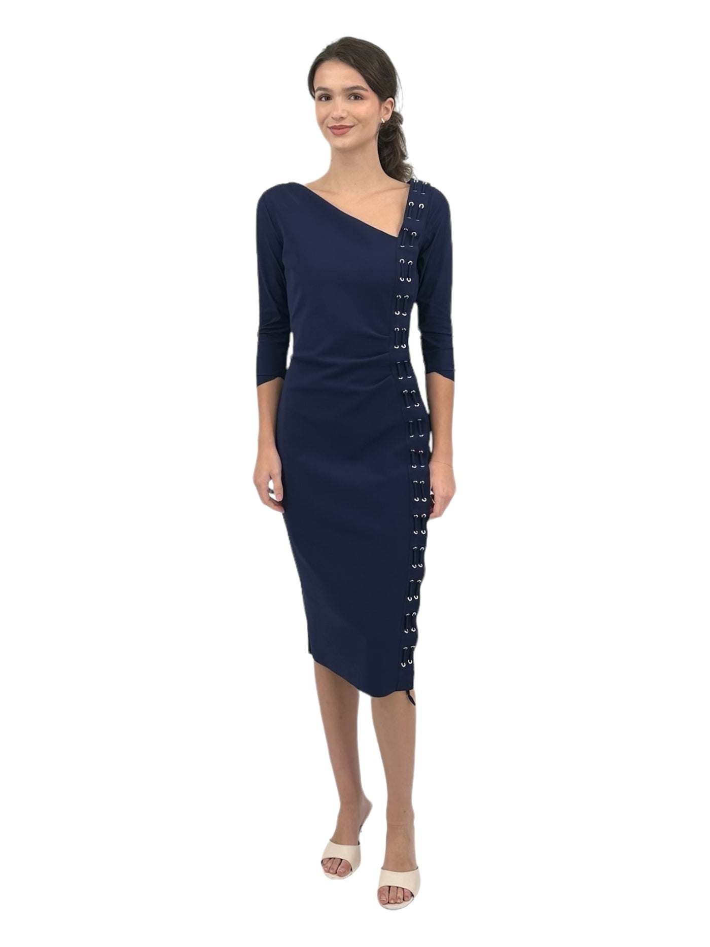Hedy Mix Jersey Dress in Blu Notte