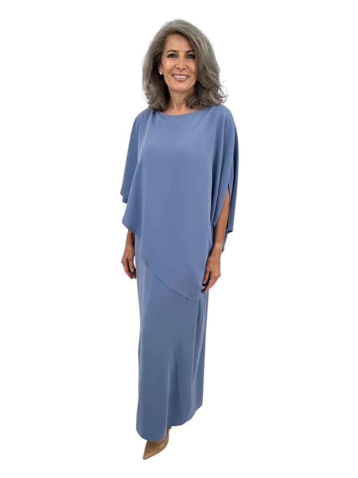 Matte Crepe Grecian Gown in French Blue