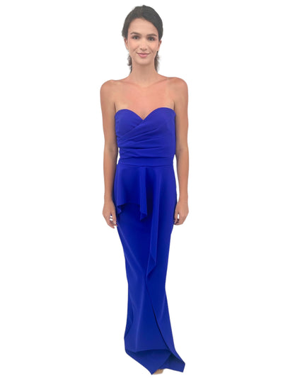 Miya Long Zip Jersey Gown in Inchiostro
