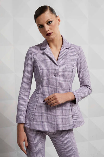 Fedora Printed Jacket - Plum Glen Plaid