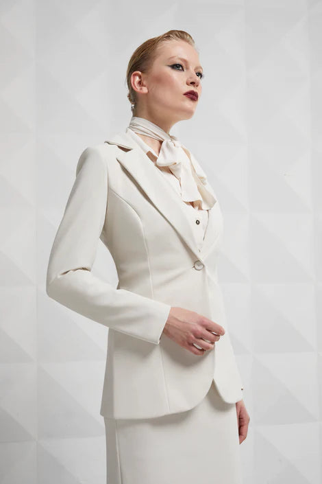 Lua Button Blazer in Winter White