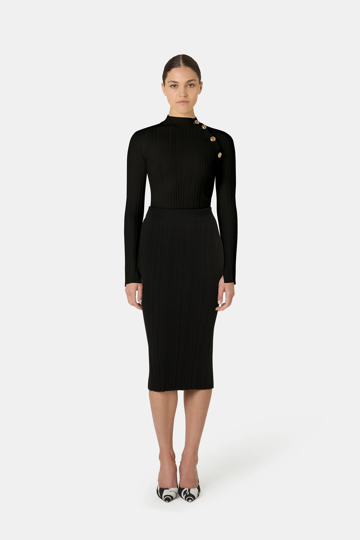 Abax Midi Pepper Skirt in Nero