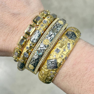 Gold Hammered Cela Coin Bangle