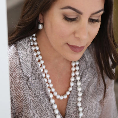 Edison Pearl Drop Earring - White on Silver
