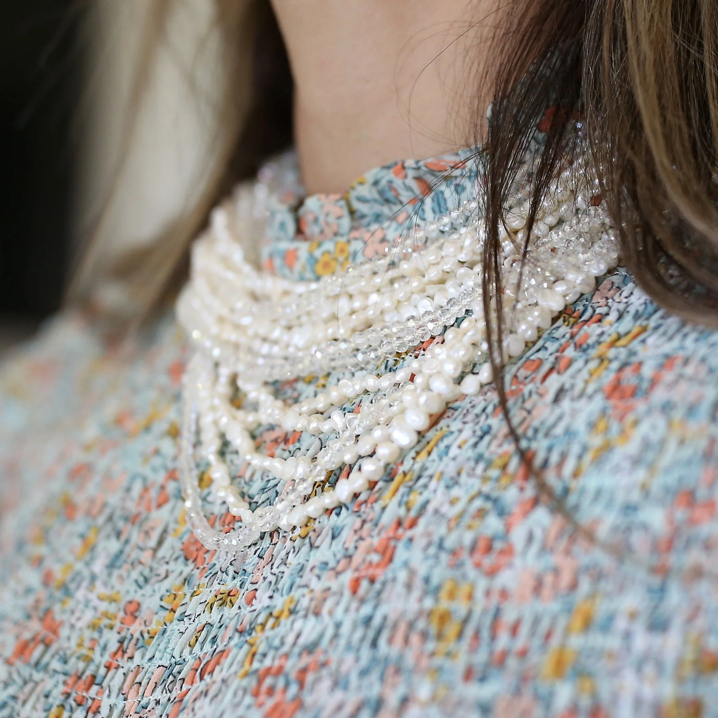 8 Strand Ivory Quartz Necklace