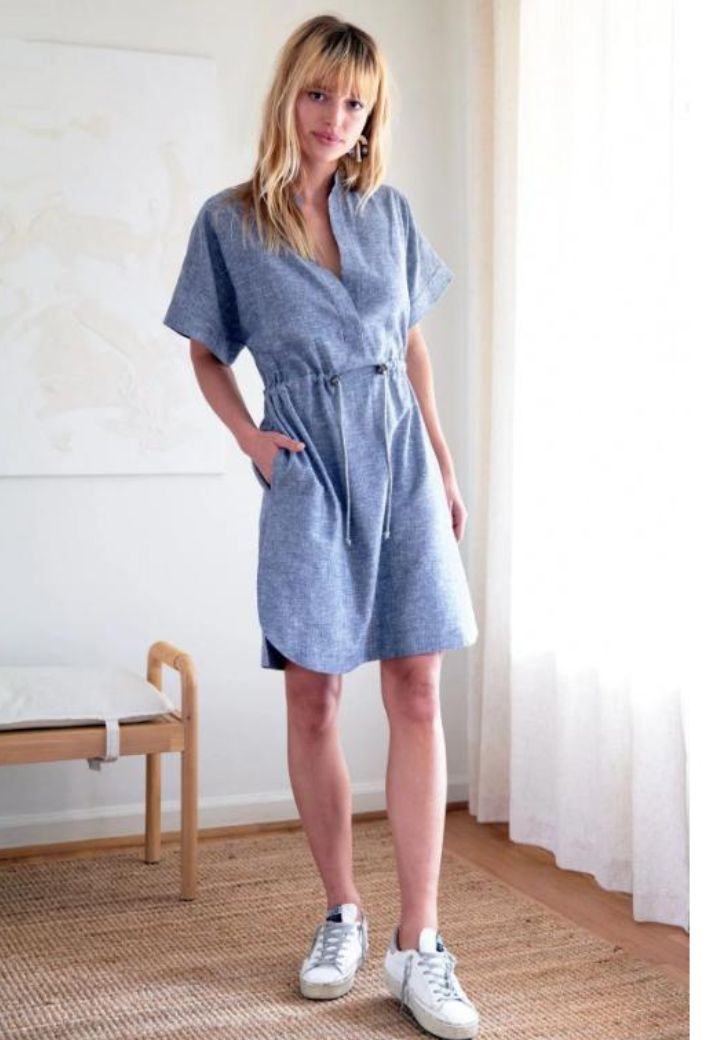 Toggle Dress Washed Hemp - Denim