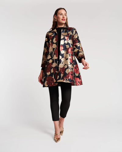 Cornelia Swing Coat in Floral Floating Jacquard