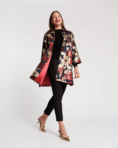 Cornelia Swing Coat in Floral Floating Jacquard