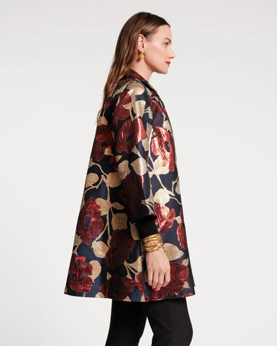 Cornelia Swing Coat in Floral Floating Jacquard
