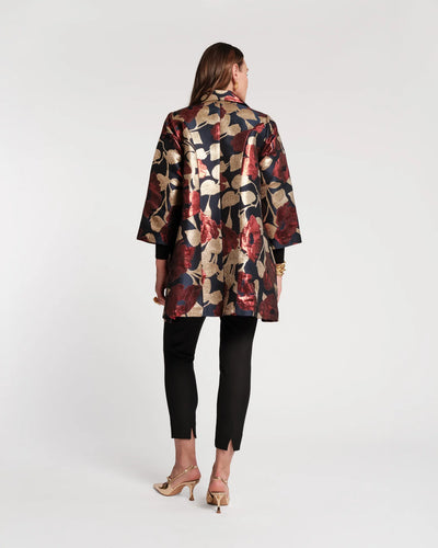 Cornelia Swing Coat in Floral Floating Jacquard