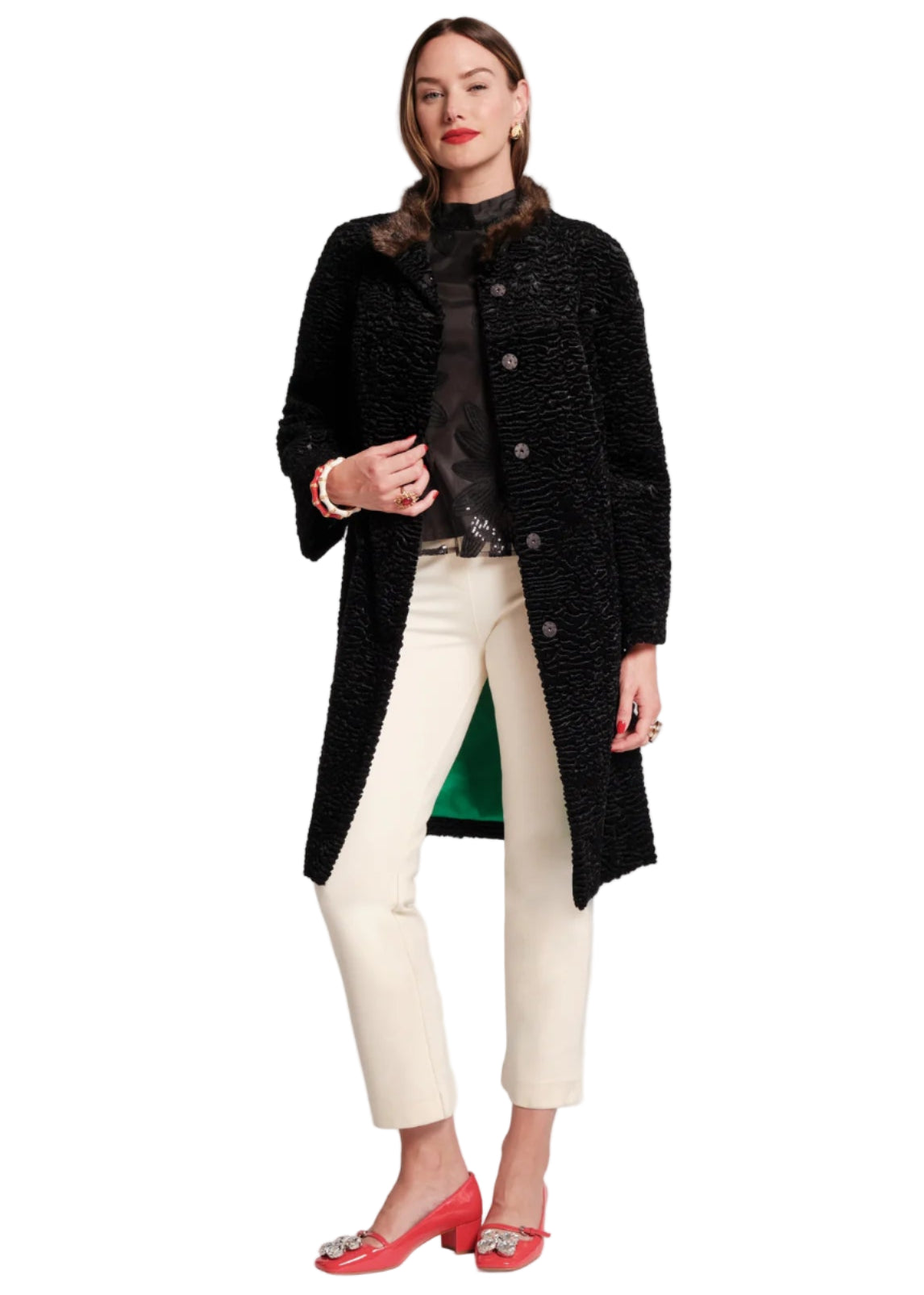 Dame Faux Fur Coat in Black