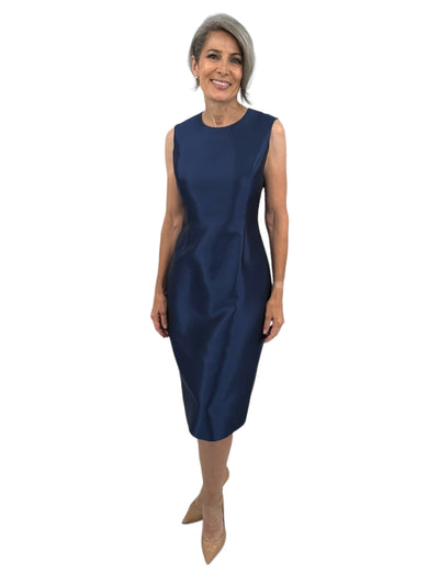 Jackie Dress With Plain Neckline in Light Navy