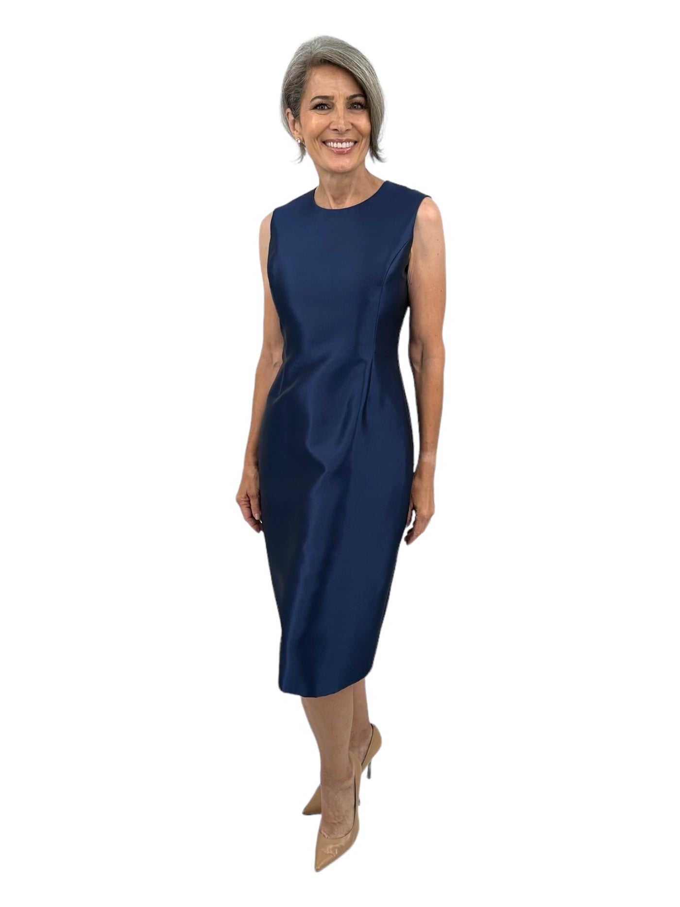 Jackie Dress With Plain Neckline in Light Navy