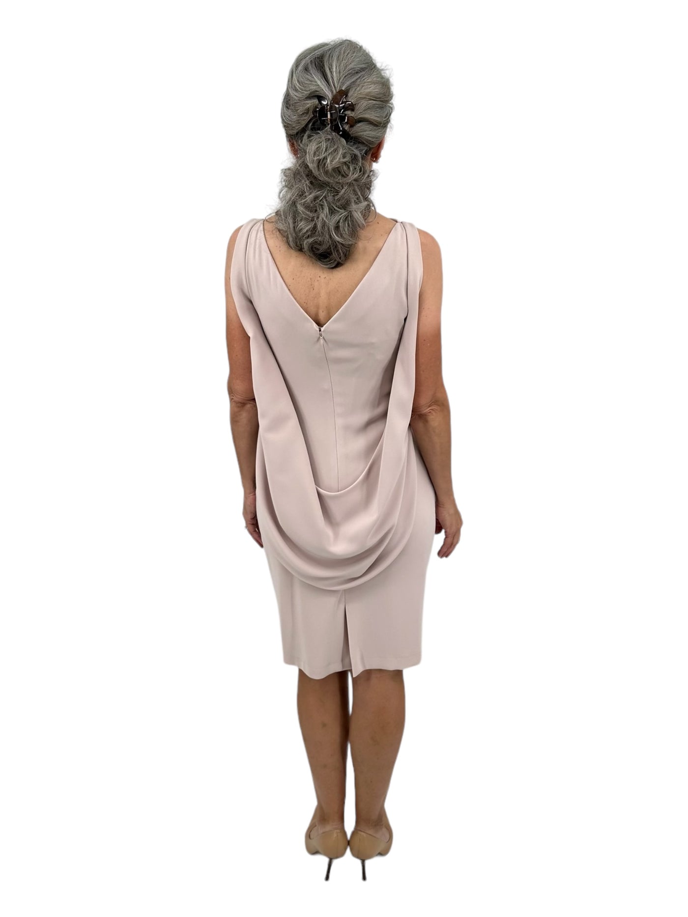 Ponceau Back Matte Crepe Dress in Blush