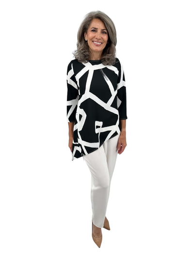 Stripe Bias Tunic in Black/White
