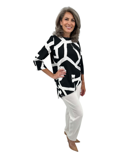Stripe Bias Tunic in Black/White