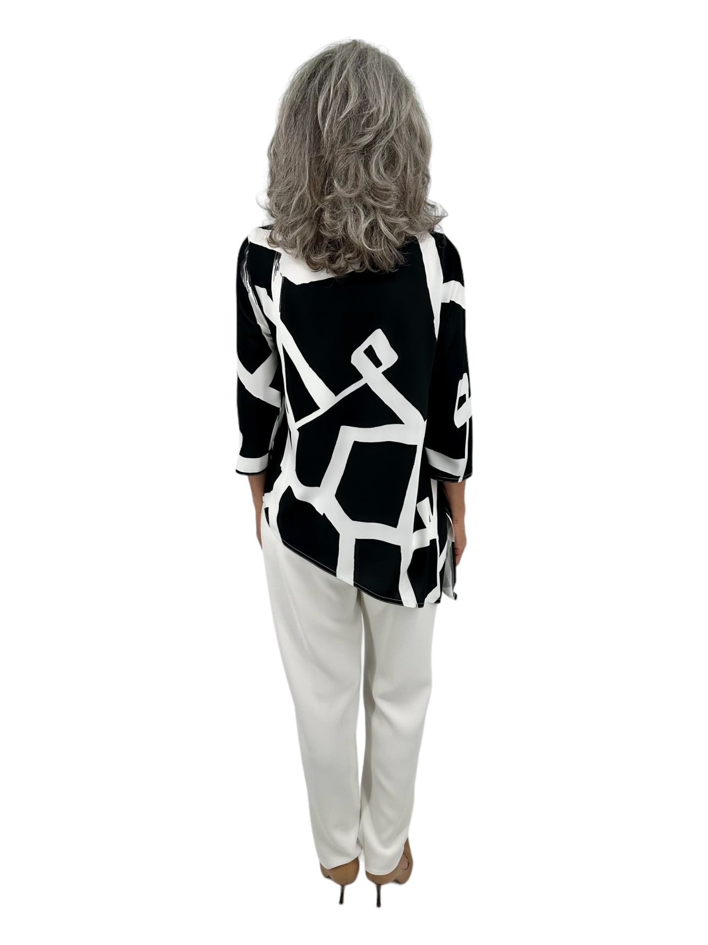 Stripe Bias Tunic in Black/White