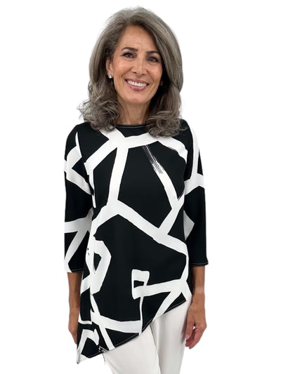 Stripe Bias Tunic in Black/White