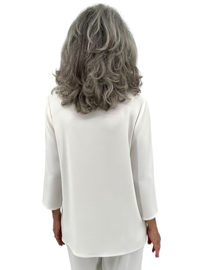 3/4 Sleeve Crepe Tunic in White