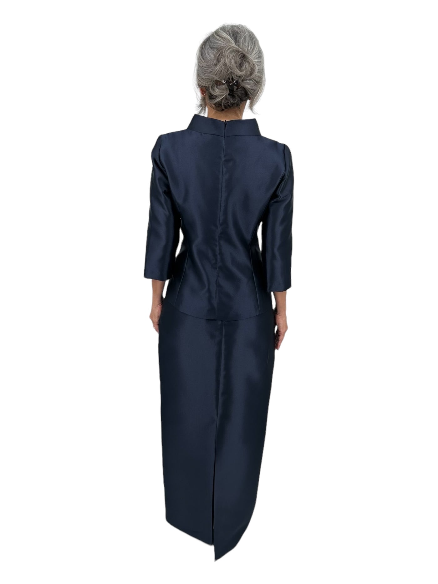 Jackie O Collar Top in Navy