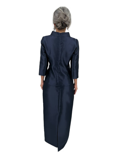 Jackie O Collar Top in Navy