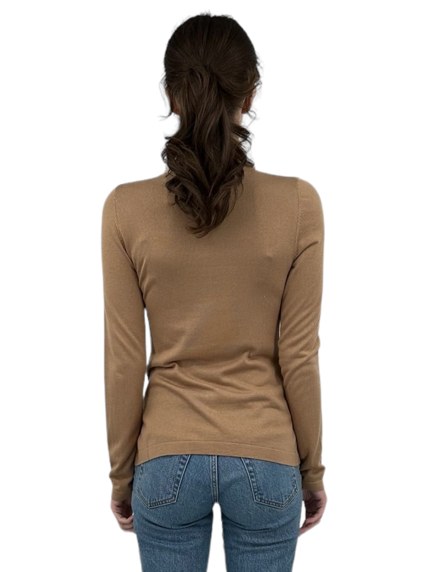 Long Sleeve Seamed Funnel in Camel