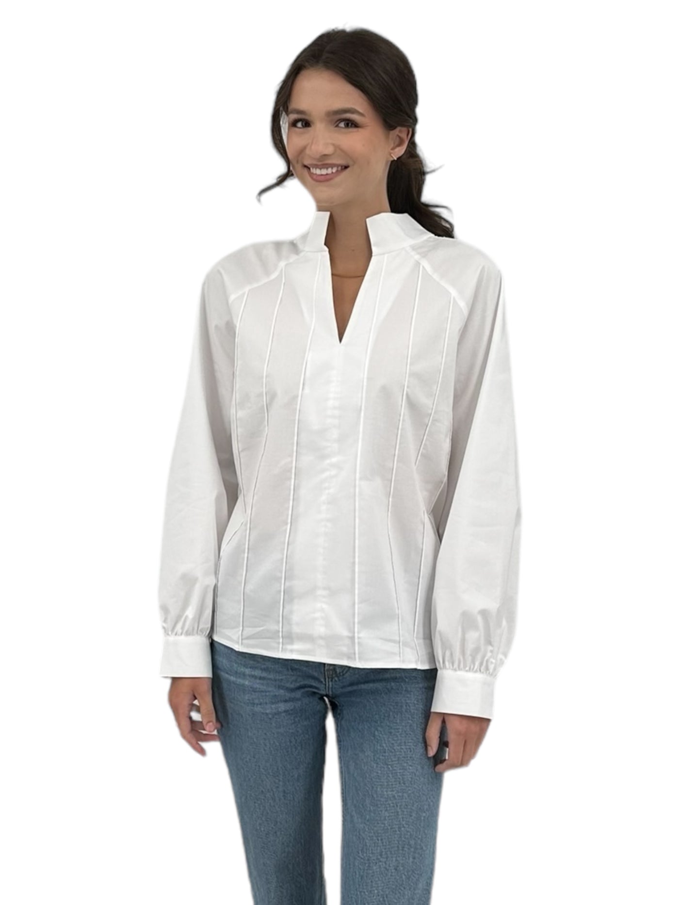 Long Sleeve Harriet Blouse in White