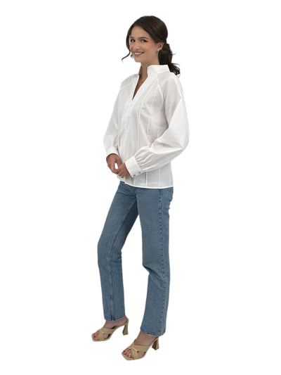 Long Sleeve Harriet Blouse in White