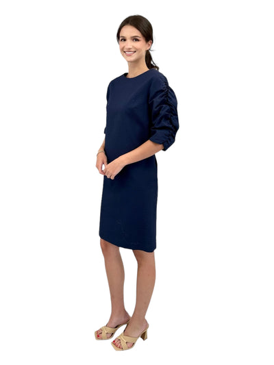 Seersucker Dress in Navy