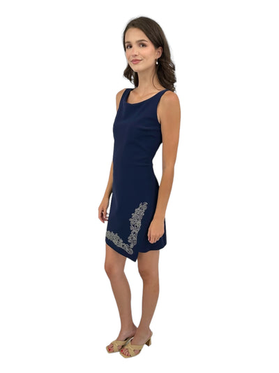 Navy Dress With Appliqué Beading