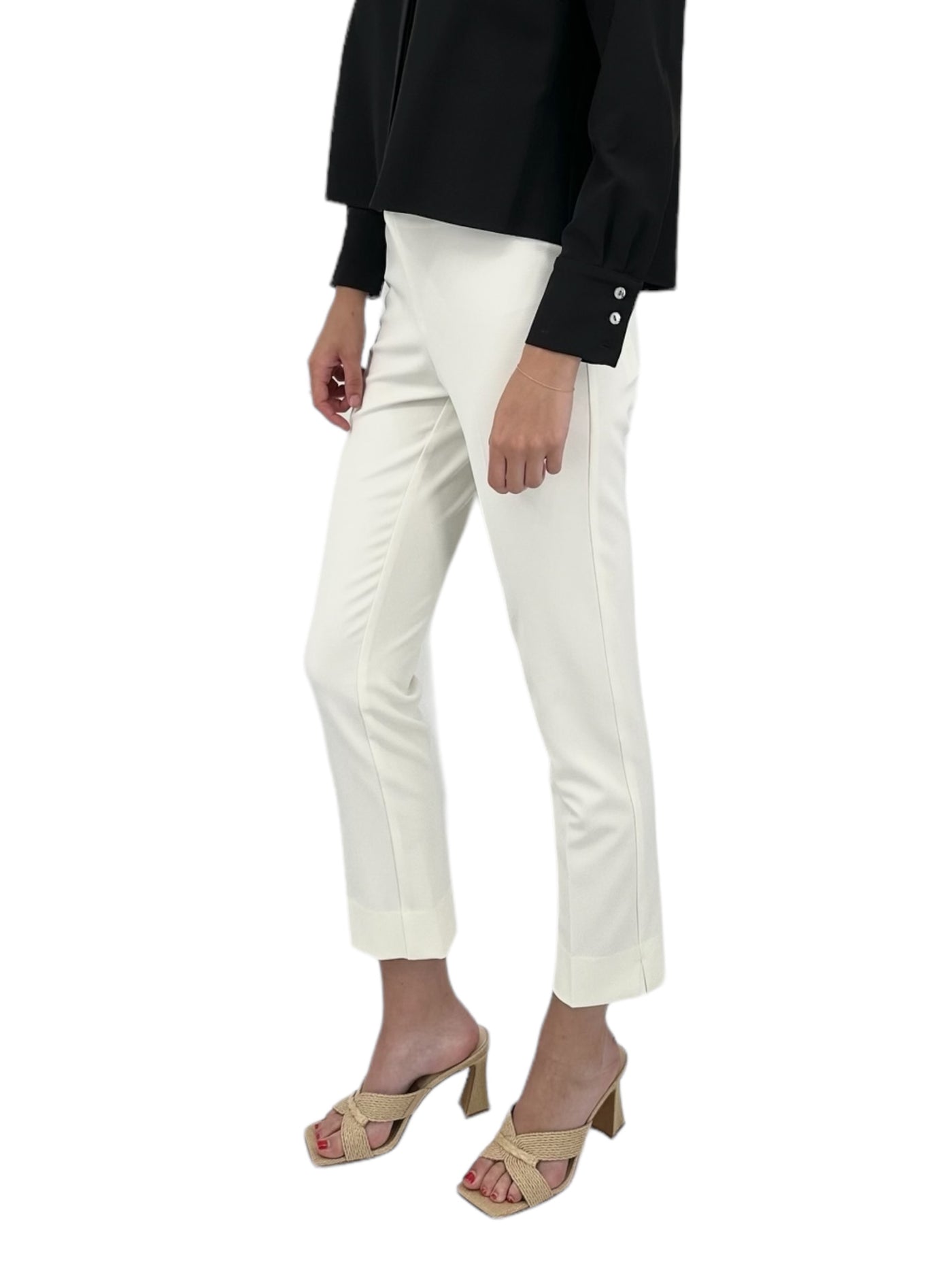 Front Zip Ankle Pant in Ivory