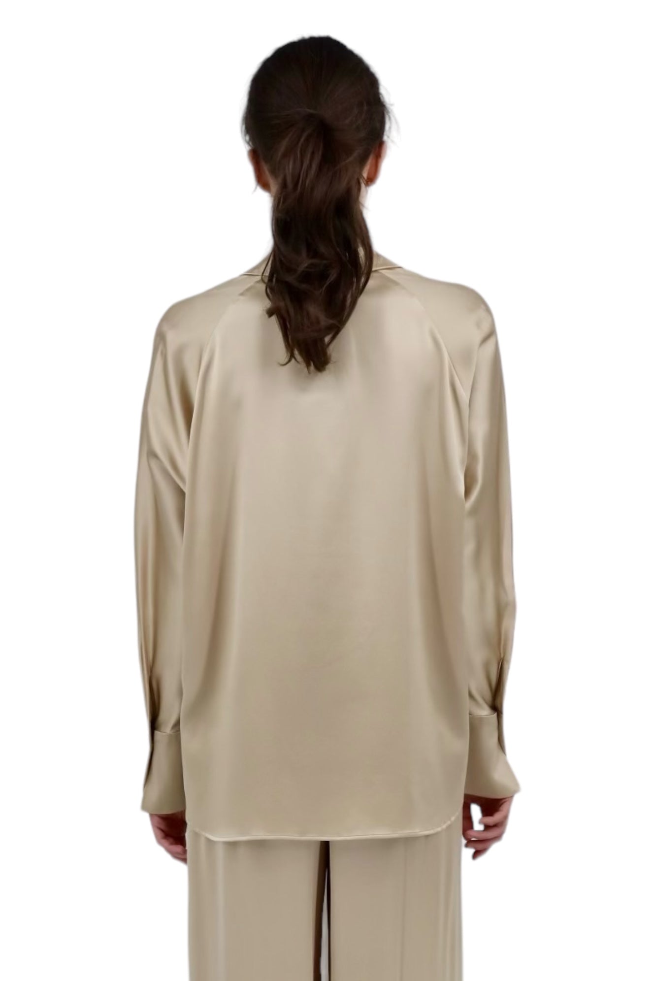 Silk Half Button Blouse in Irish Cream