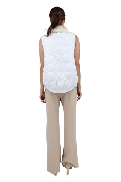 Genuine Fox Fur Reversible Down Vest in Ivory Stripe