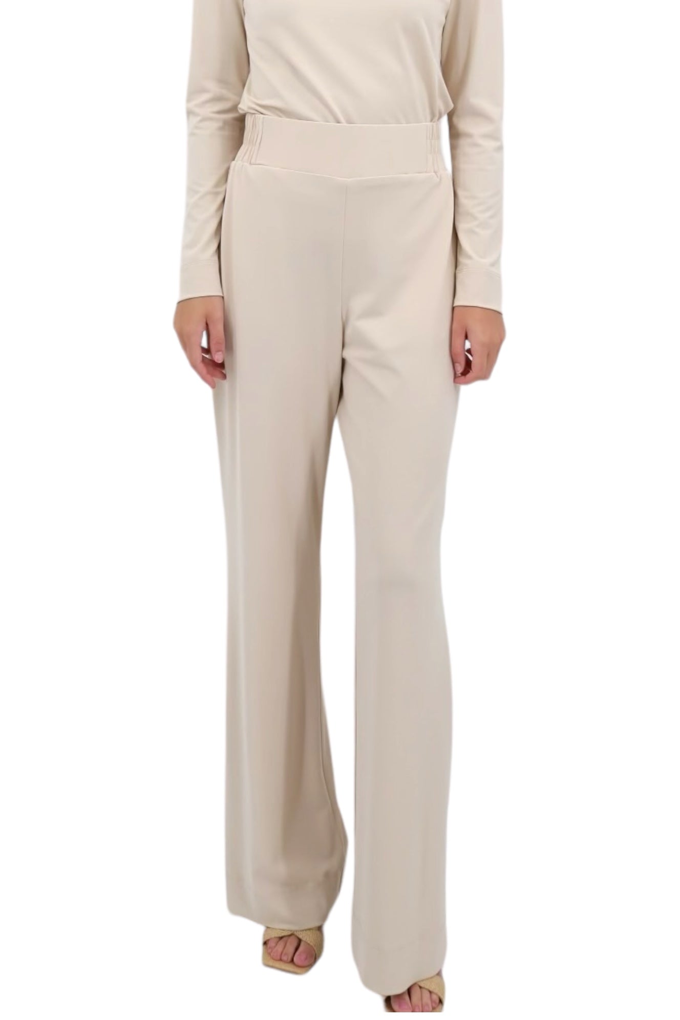 Straight Leg Pull Up Pant Boxer Waist in Champagne