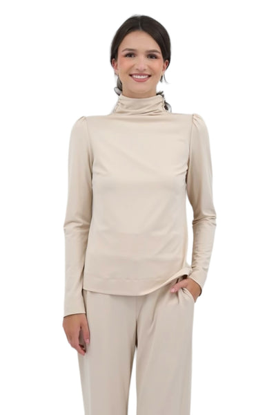 Matte Jersey Long Sleeve Turtleneck in Champagne