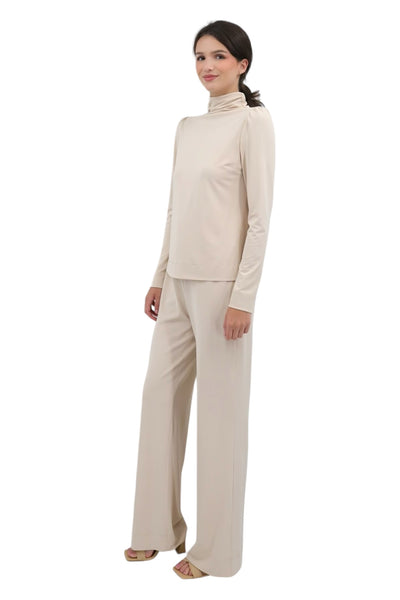 Matte Jersey Long Sleeve Turtleneck in Champagne