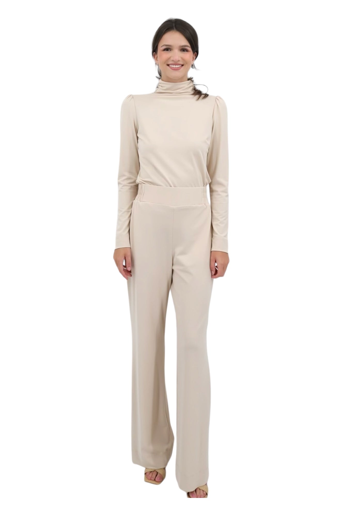 Straight Leg Pull Up Pant Boxer Waist in Champagne