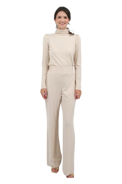 Straight Leg Pull Up Pant Boxer Waist in Champagne